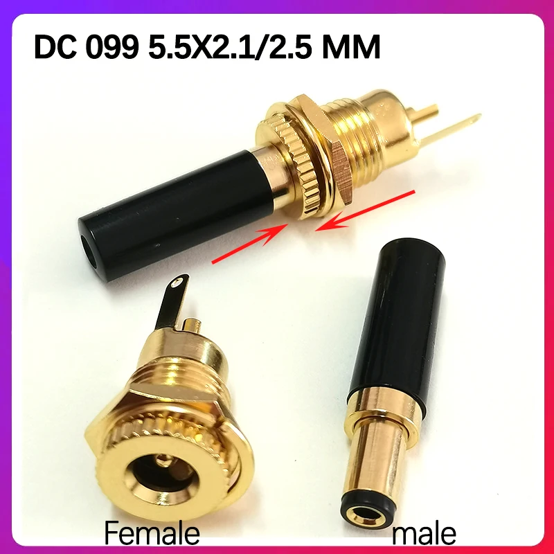 1PC DC099 DC Jack DC Power Plug Connector 5.5 X 2.5 / 5.5 X 2.1 mm DC Male Plug for Welding Line DC Female Socket 5.5 X 2.1/2.5