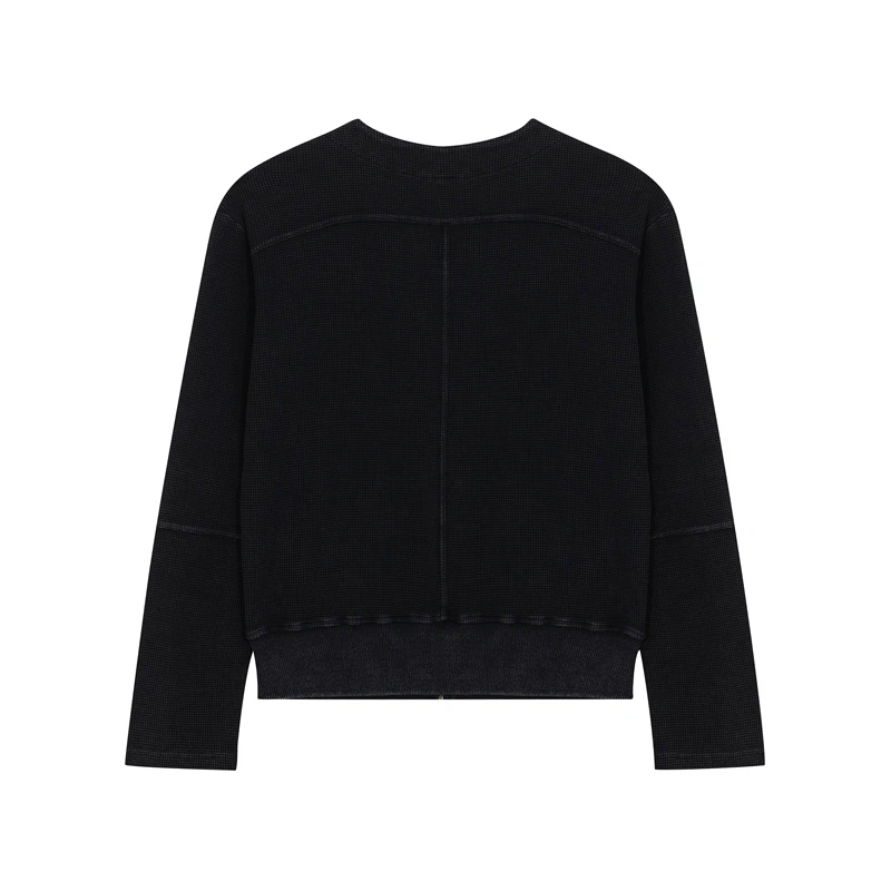 Double Zipper Women Black Moto Bomber Jacket Casual Lightweight Bomber Coat Multi-Pocket Long Sleeve Outerwear with Rivets
