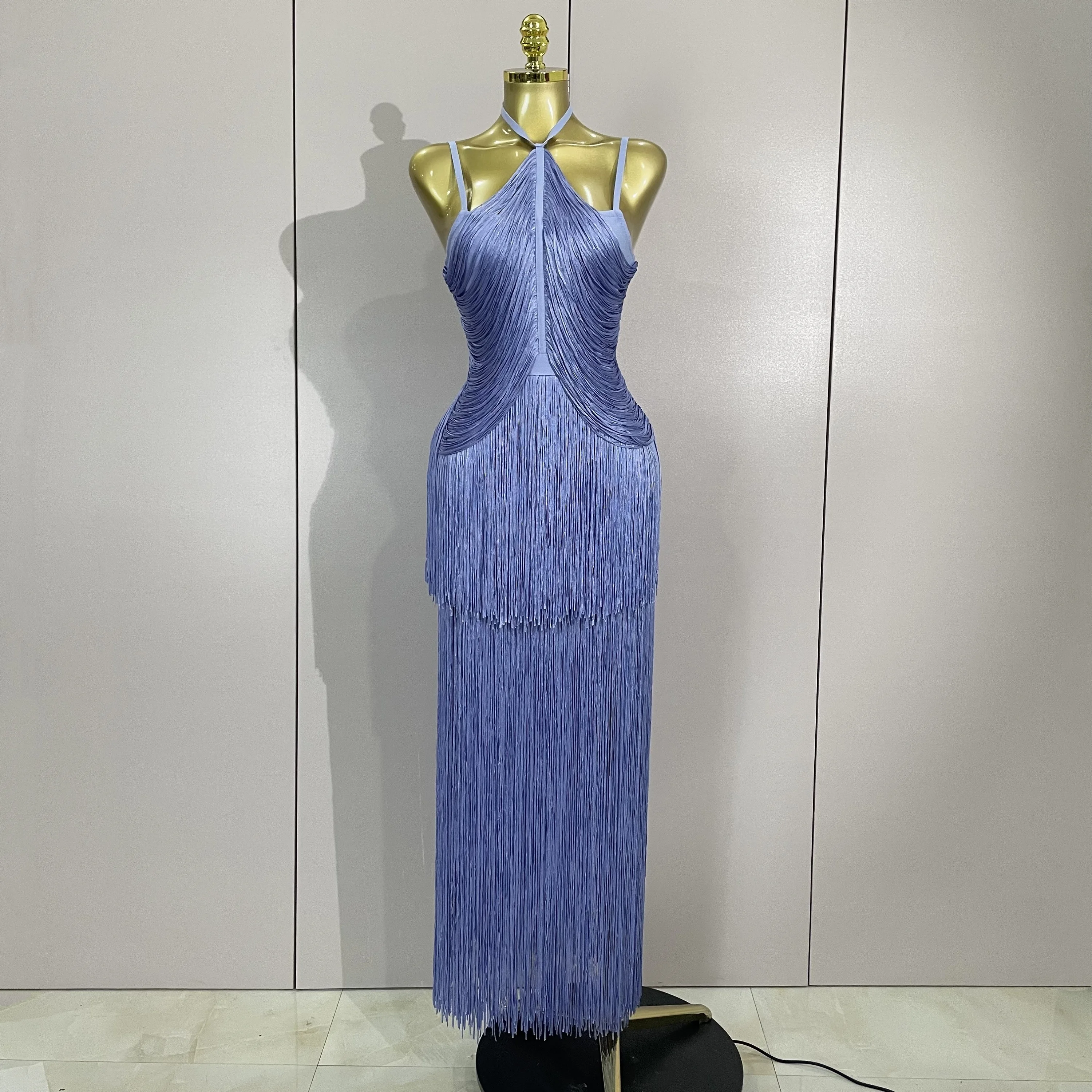 Frauen Sexy Backless Quaste Ankle Bodycon Verband Kleid Promi Elegante Abend Prom Club Luxus Geburtstag Party Outfit