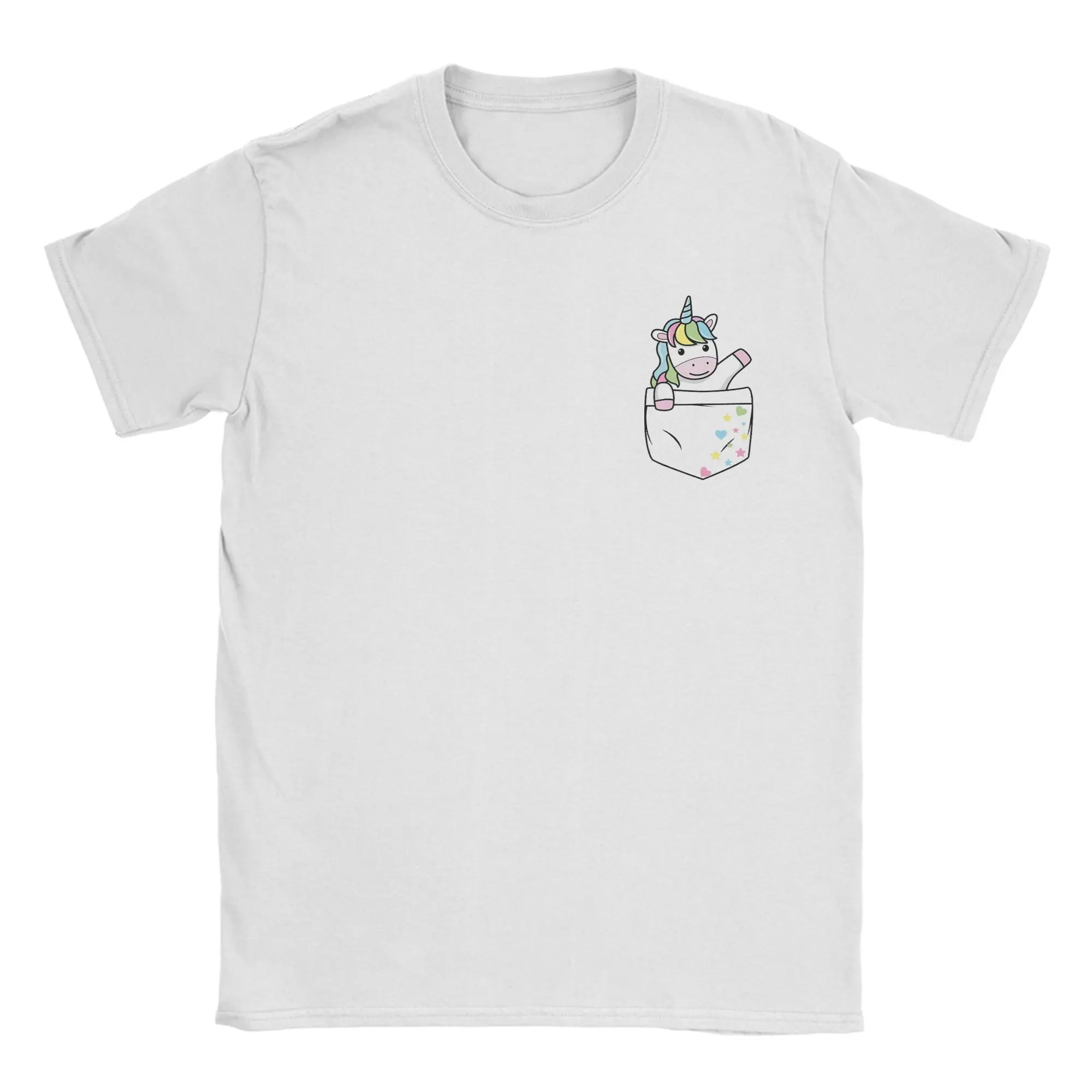 Mens T-Shirt Cute Unicorn In My Pocket Colorful Pastel Magical Stars Gift T Shirt Popular  Summer Tees Pure Cotton Clothing Gift