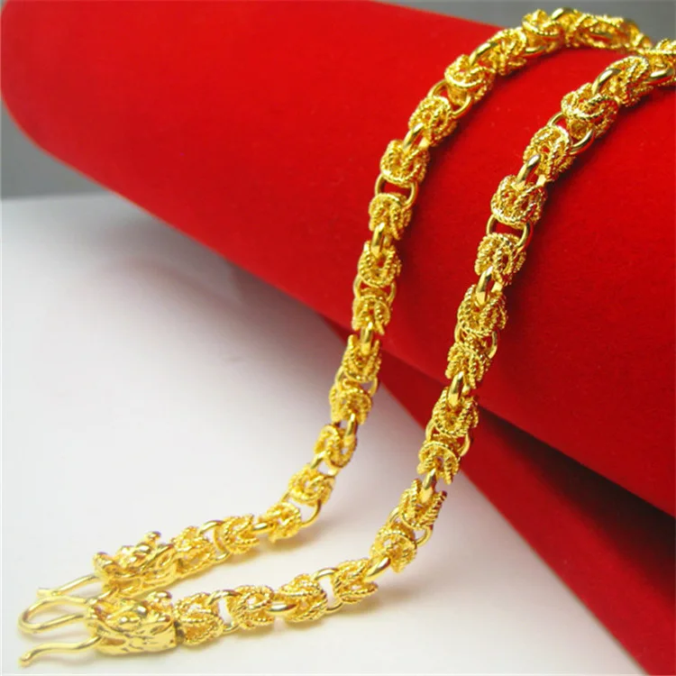 Men's Double Dragon Head Necklace 24K Gold Plated AU999 Exquisite Craftsmanship Comfortable Wearing Meaningful Accessory