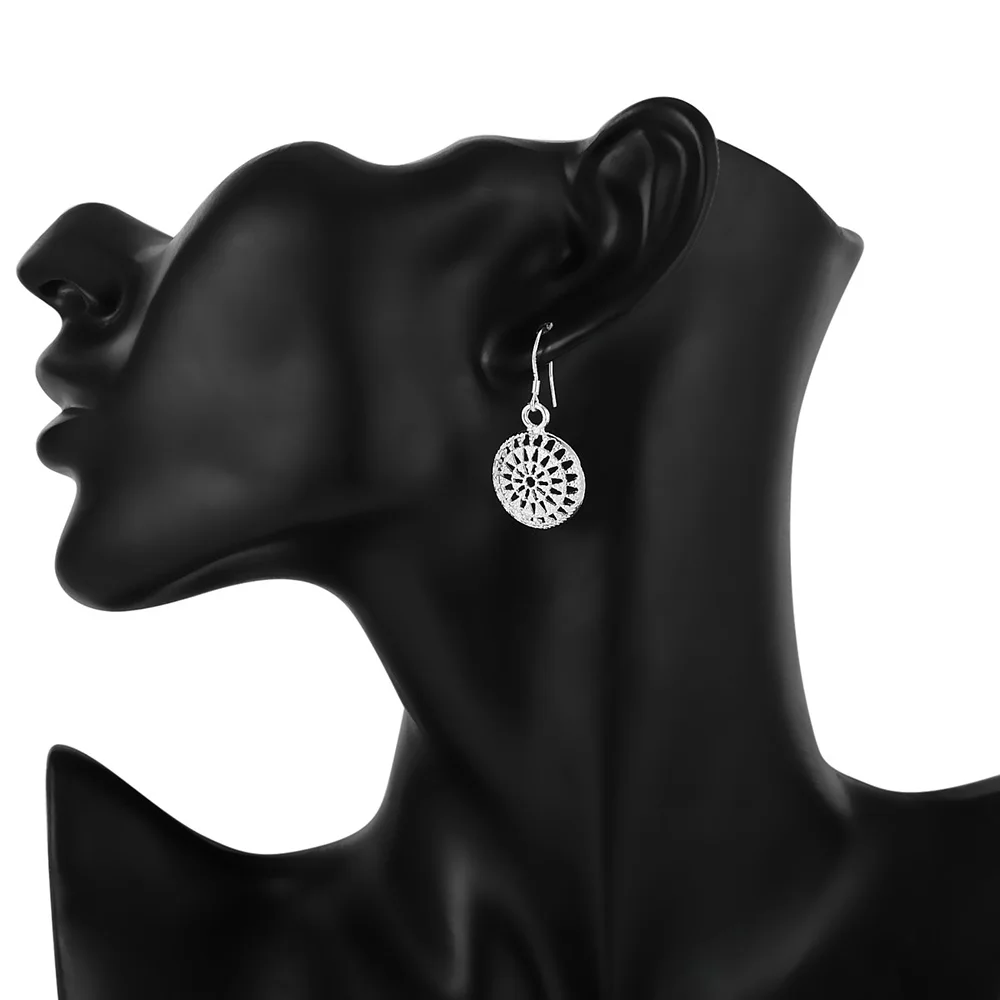 925 Sterling Silver Exquisite Openwork Round Earrings For Women Fashion Charm Wedding Christmas Gift Jewelry