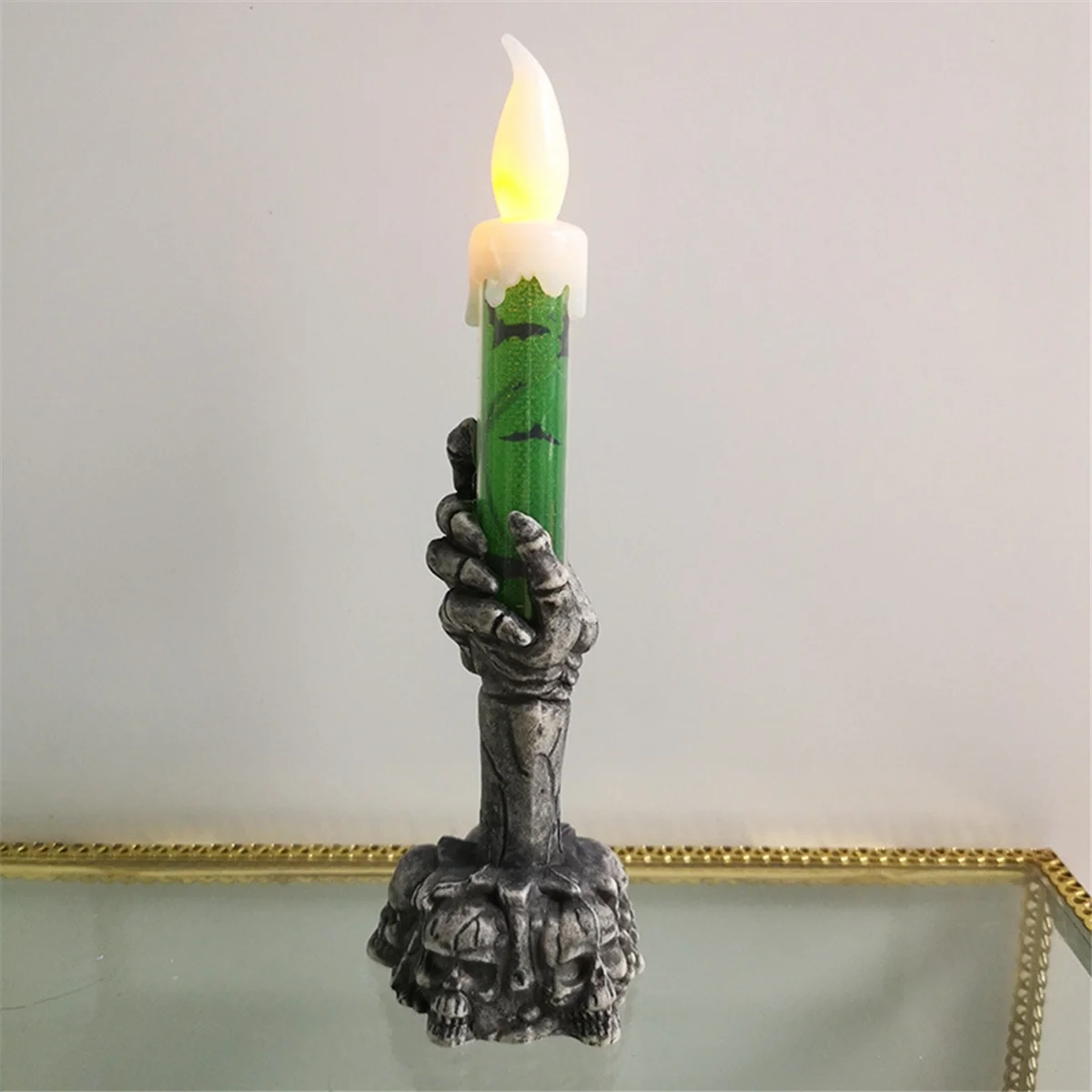 Halloween LED Light Skeleton Ghost Handheld Candle Light Home Table Decoration Home Decor Green