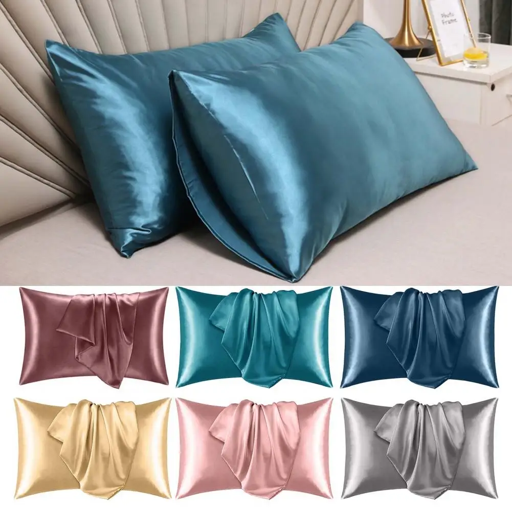 

Satin Pillowcase Luxurious Satin Pillow Cases for Frizz-free Hair Smooth Skin Set of 2 Solid Color Silk Pillow for Bedroom