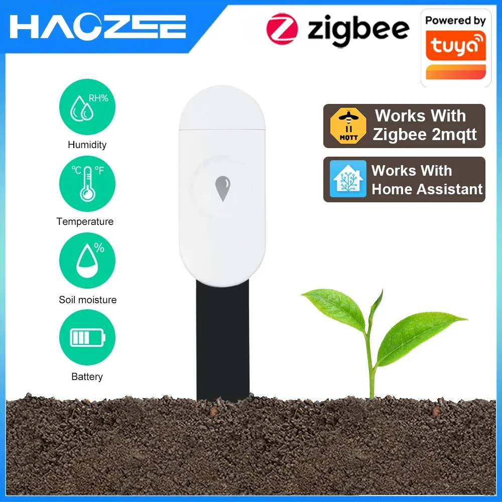 Tuya Zigbee-Detector de temperatura y humedad, probador inteligente de suelo, Sensor de humedad, Monitor en tiempo Real, compatible con asistente para el hogar Z2