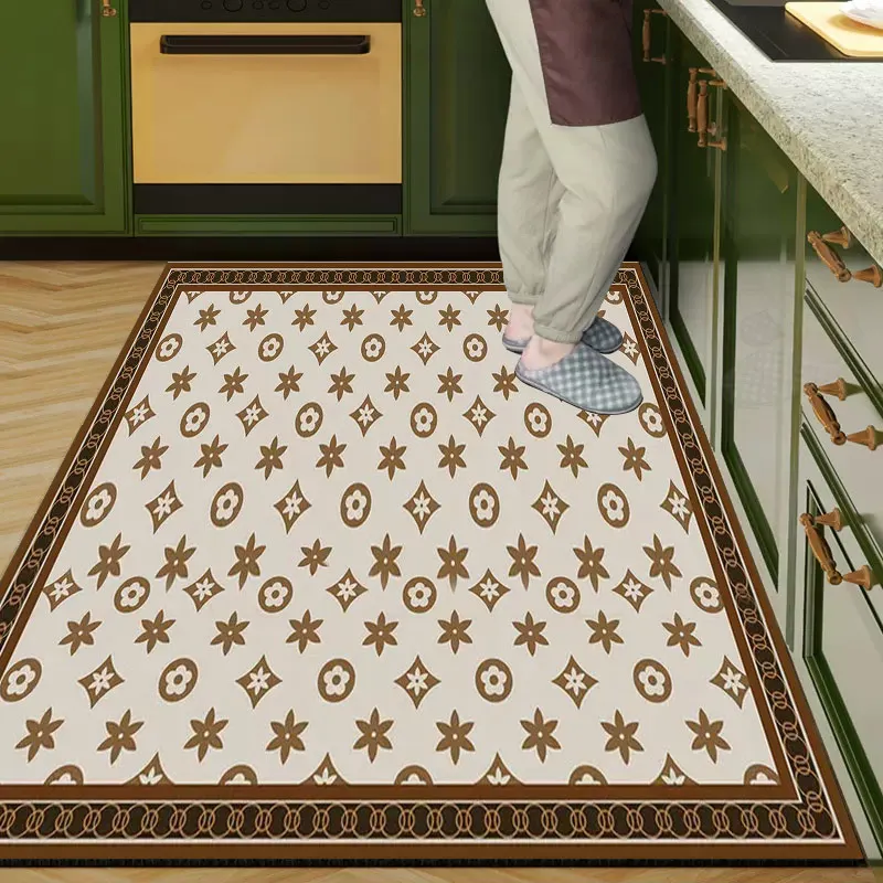 Luxury Kitchen Floor Mat Absorbent Kitchen Carpet Oil Proof Non-slip Hallway Balcony Long Area Rugs Entrance Door Mats Washable