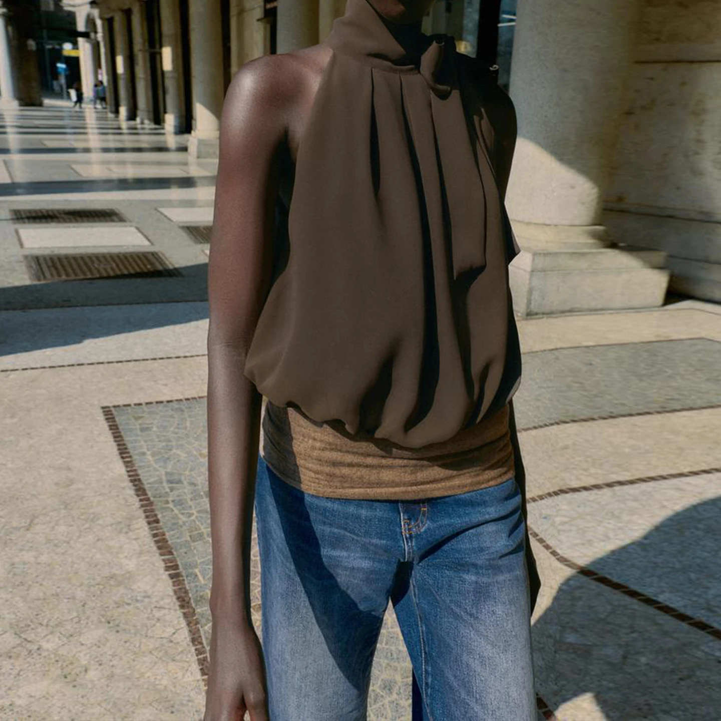 Z Faion da donna Semplice Ne con nodo appeso Top Ele Versatile vestibilità ampia Svel Nuovo arrivo estivo