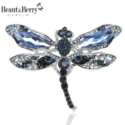 Beaut&Berry Crystal Dragonfly Brooches for Women Unisex insect Pins Multi-coloured Optional Casual Party Accessories Gifts