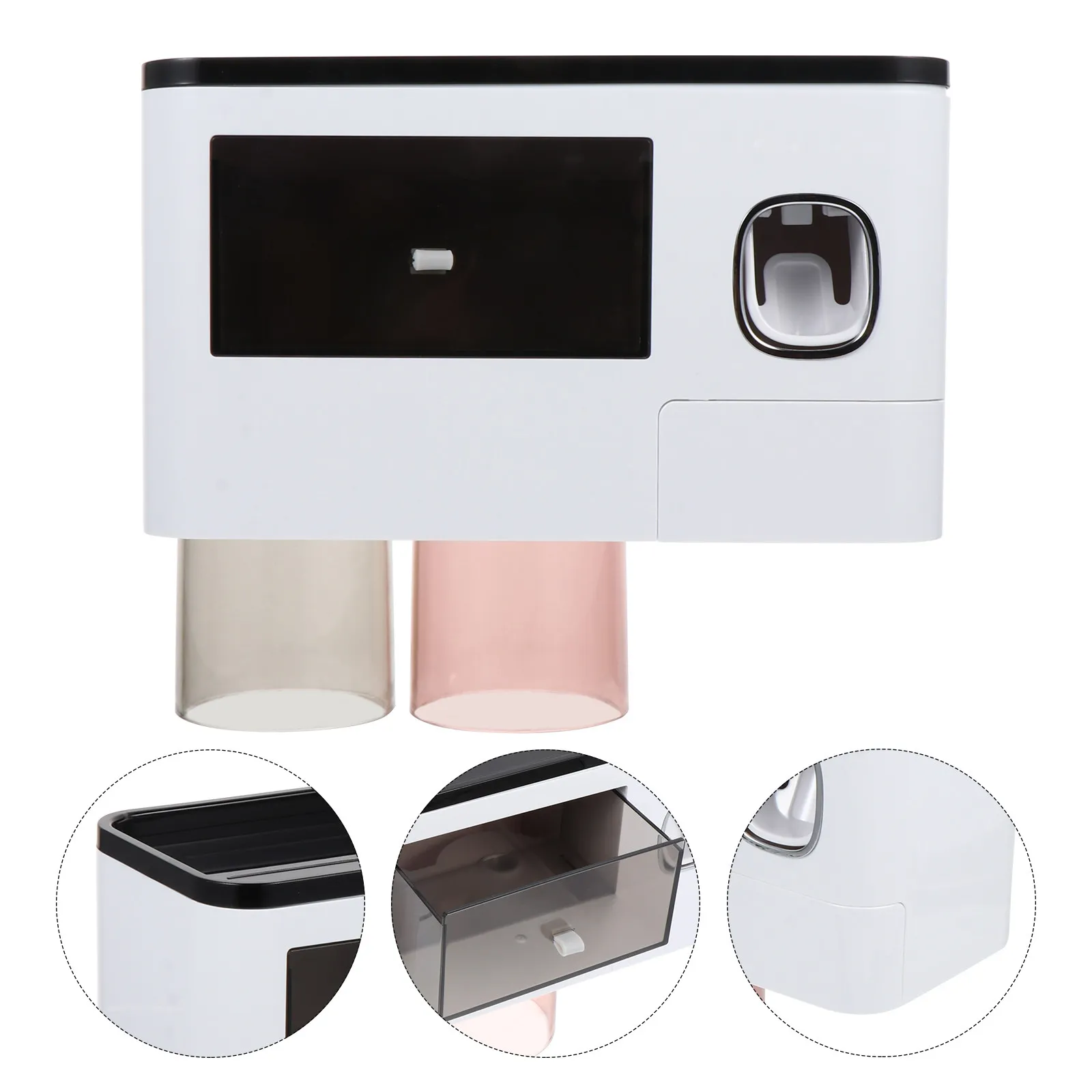 

1Set Toothbrush Holder Set No Drill Wall Mounted Bathroom Rack Storage Box for Tooth Facial Cosmetics Comb Shaver Bathroom