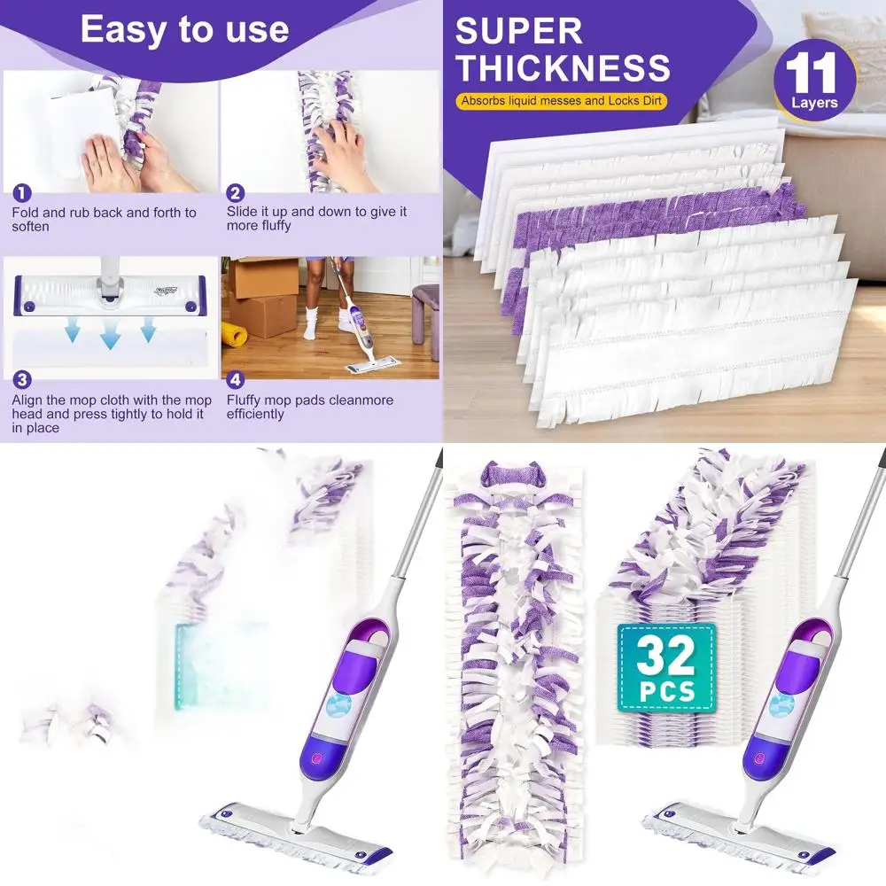 

Swiffer PowerMop Compatible 5X Strength Mopping Pads, 32 Pack, Multi-Surface Wood Floor Cleaner