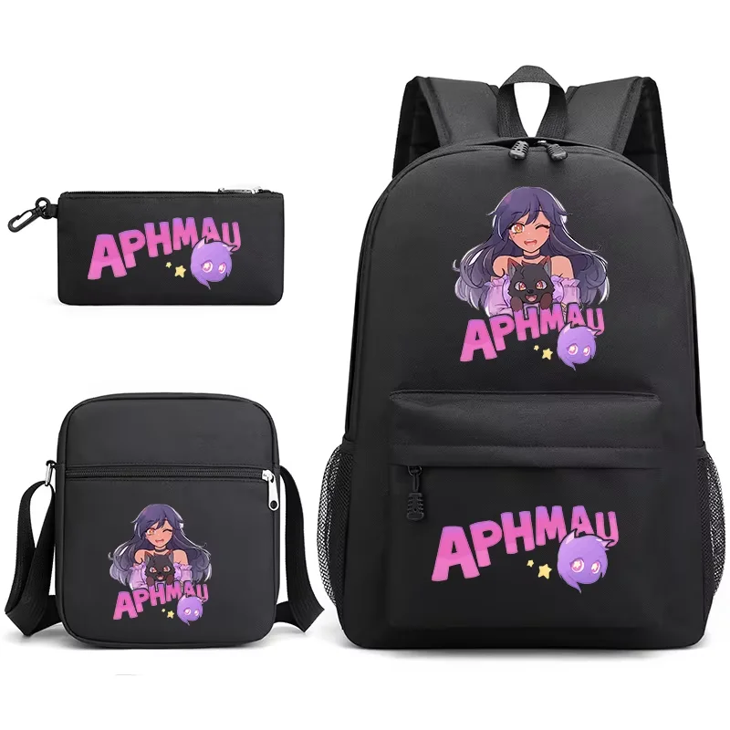 Aphmau Backpack School Bag Pencil Case Shoulder Bag Three Piece Set Fashion Game Cartoon Aphmau Pattern Teen Students Bags Cute