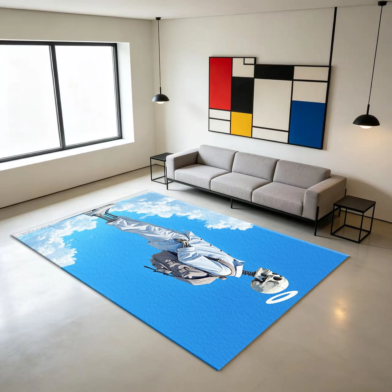 Skull Angel Sky Art Carpet Floor Cool Creative Printed Carpet Suitable for Bedroom Dormitory Living Room Home Interior Decoration
