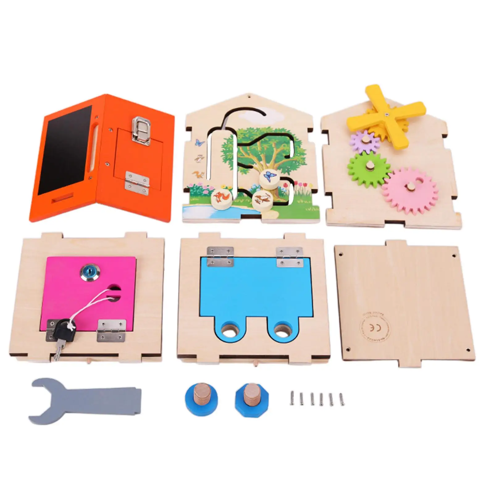 Wood Busy House Track Early Educational Sensory Fine Motor Training for Hands on Learning Reativity Thinking Coordination Color