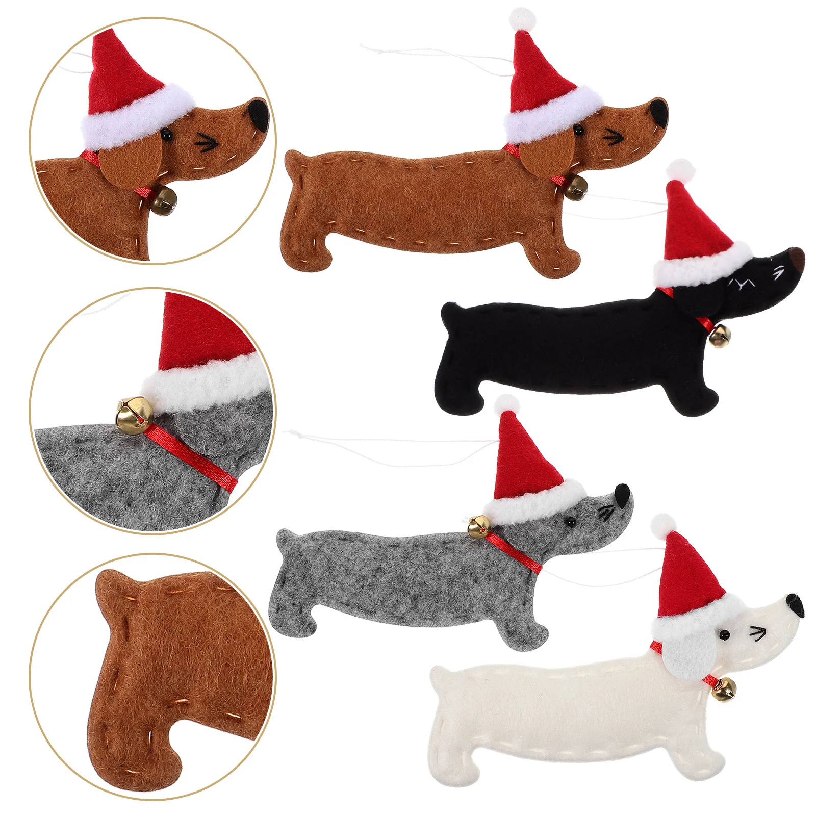 

4Pcs Adorable Dachshund Hanging Decorations Sturdy Christmas Tree Pendants Creative Holiday Ornaments for Home Party Wall Door