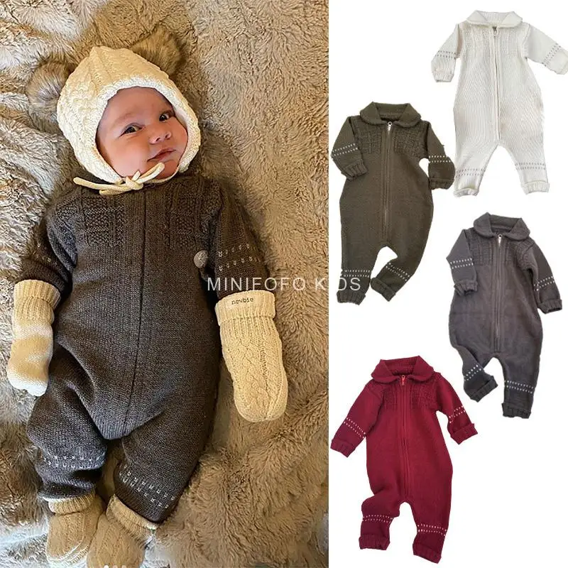 Pelele tejido para bebé, ropa de invierno 100% de lana para niño, conjunto de traje para fotografía de recién nacido, monos bonitos para niño