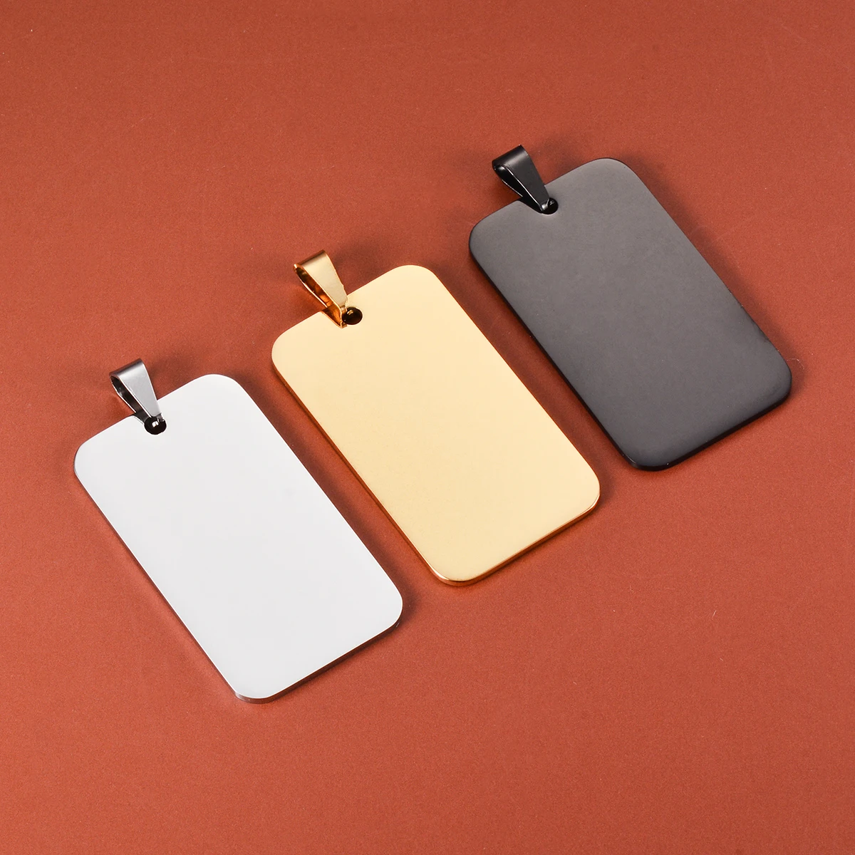 5Pcs Wholesale 3 Colors Military Tag Men Jewelry Stainless Steel Necklace Pendant High Polished Necklace