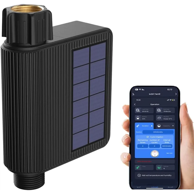 CQMF-Tuya Smart Wifi Watering Timer Solar Energy Sprinkler Drip Irrigation System Built-In Water Flow Recorder