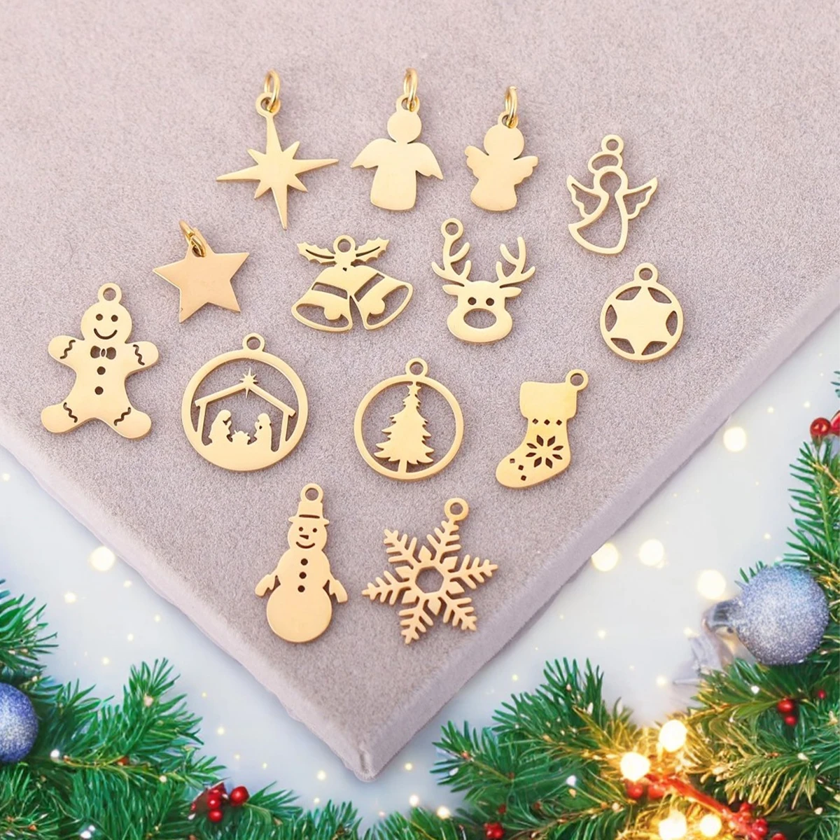Harong Stainless Steel Christmas Pendant Snowman Elk Snowflake Tree DIY Charms Accessories Jewelry Gifts for Women Men 2 Colors image 4