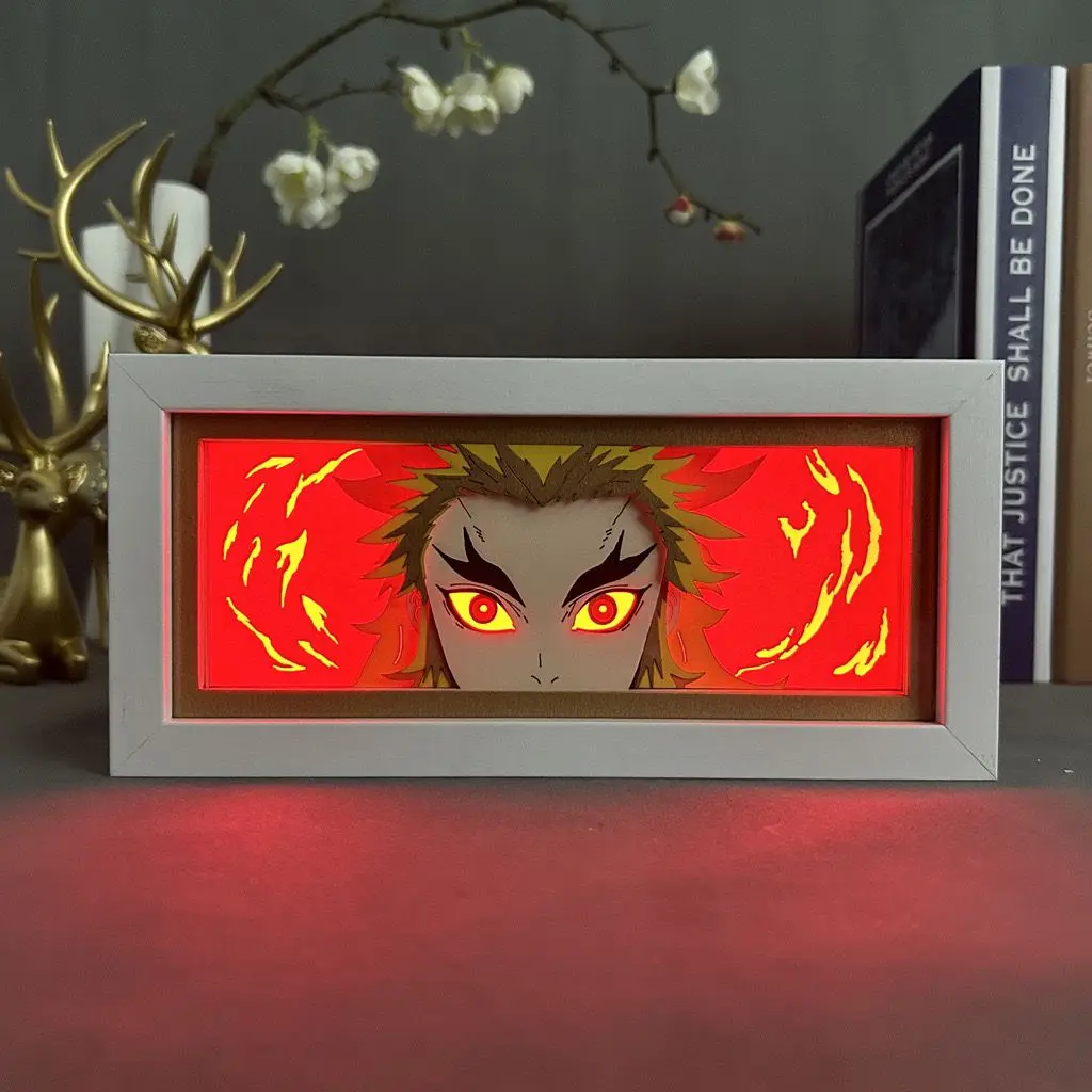 Anime Demon Slayer periferiche Led Light Paper Cut Shadow Box Kamado Nezuko figure Lightbox ornamenti Tanjirou Statue Toys ragazzi