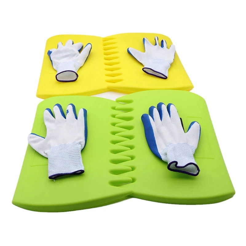 Garden Leaf Scoops & Gloves Set, 2 Pairs Of Lightweight, Adjustable-Handle Leaf Claws, High-Quality Plastic Hand Rakes