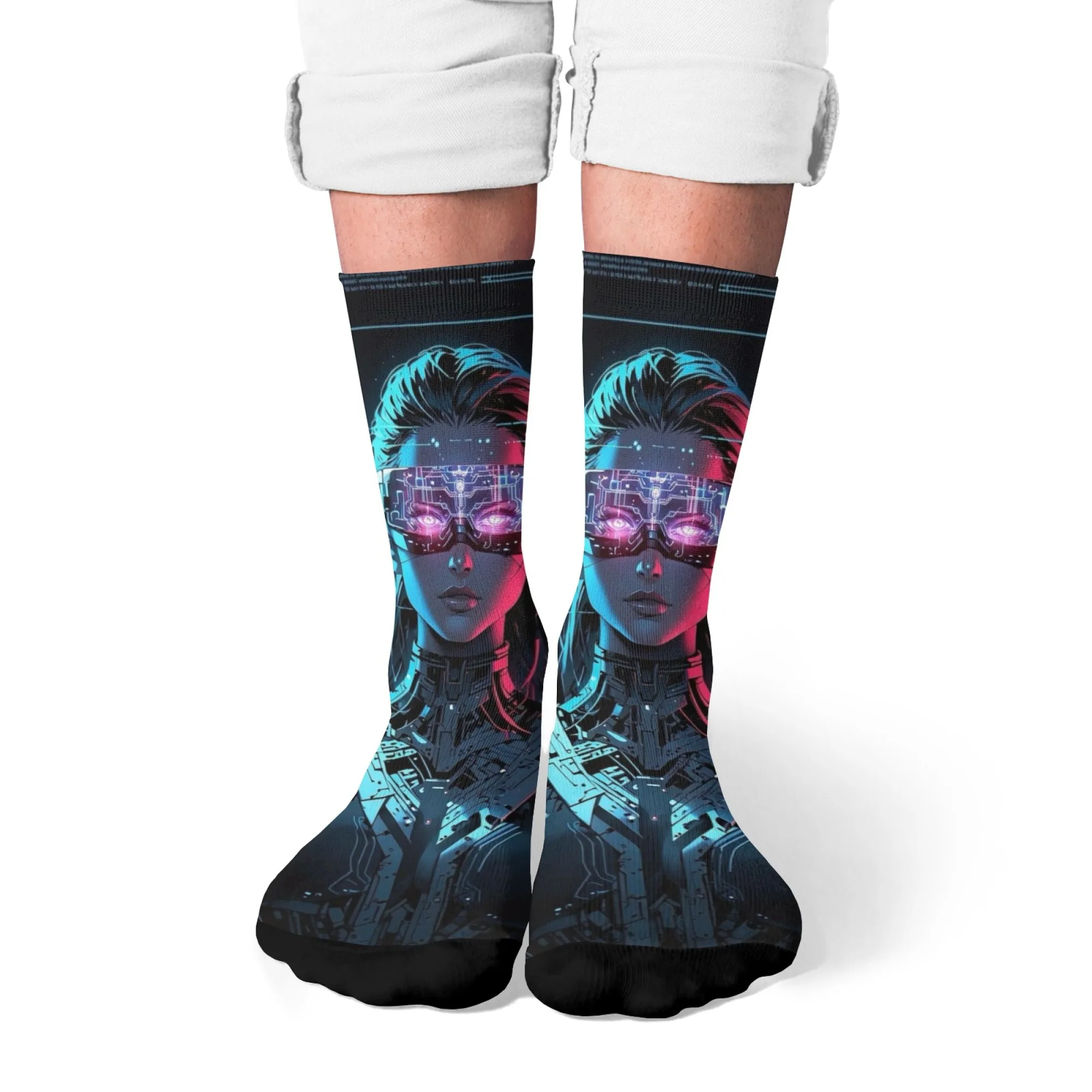

Cyberpunk Style Warrior Men's Fun Socks Novelty Harajuku Women's Socks Breathable Non-slip Outdoor Cycling Socks Party Gifts