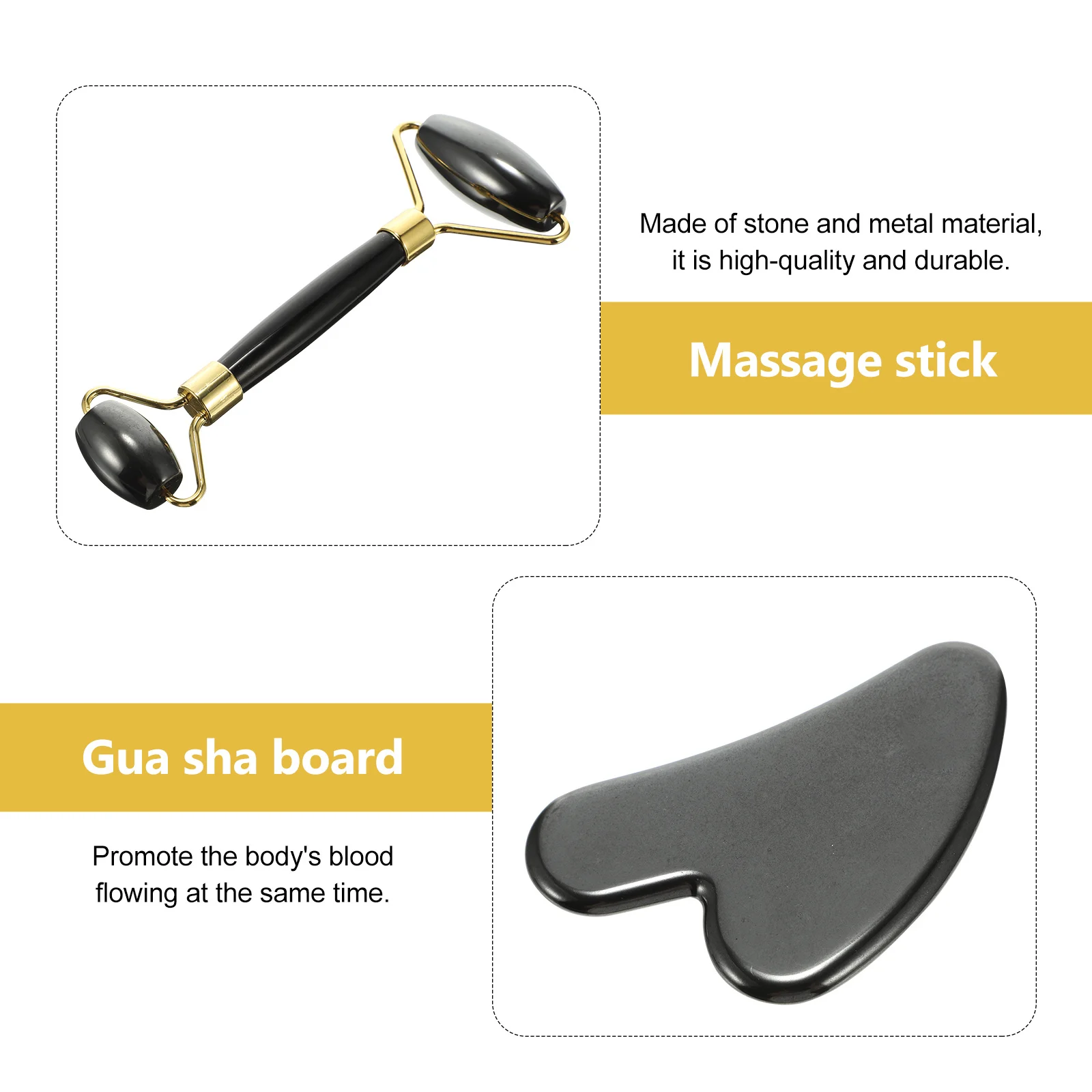 

2Pcs Compact Massage Set Lightweight Roller and Board for Face Lifting Easy Carry Manual Massager Set Beauty Massage Supplies