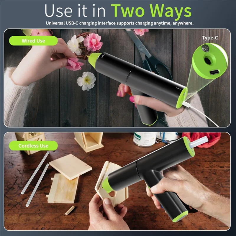 

75STO-пистолет для горячего клея, беспроводной клеевой пистолет с подставкой, USB перезаряжаемый предварительный нагрев, автоматическое отключение, термоклей Guntool для DIY