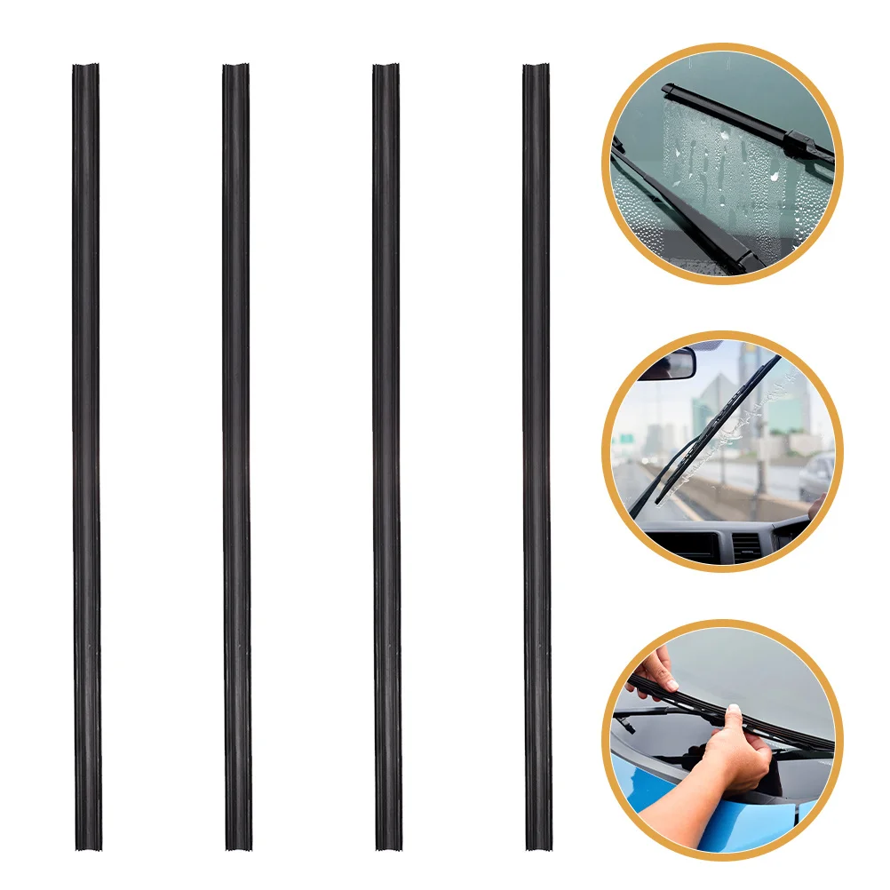 

4Pcs Car Windshield Wiper Rubber Strip Flexible Refill Replacement Frameless Window Wiper Blades Strip Durable