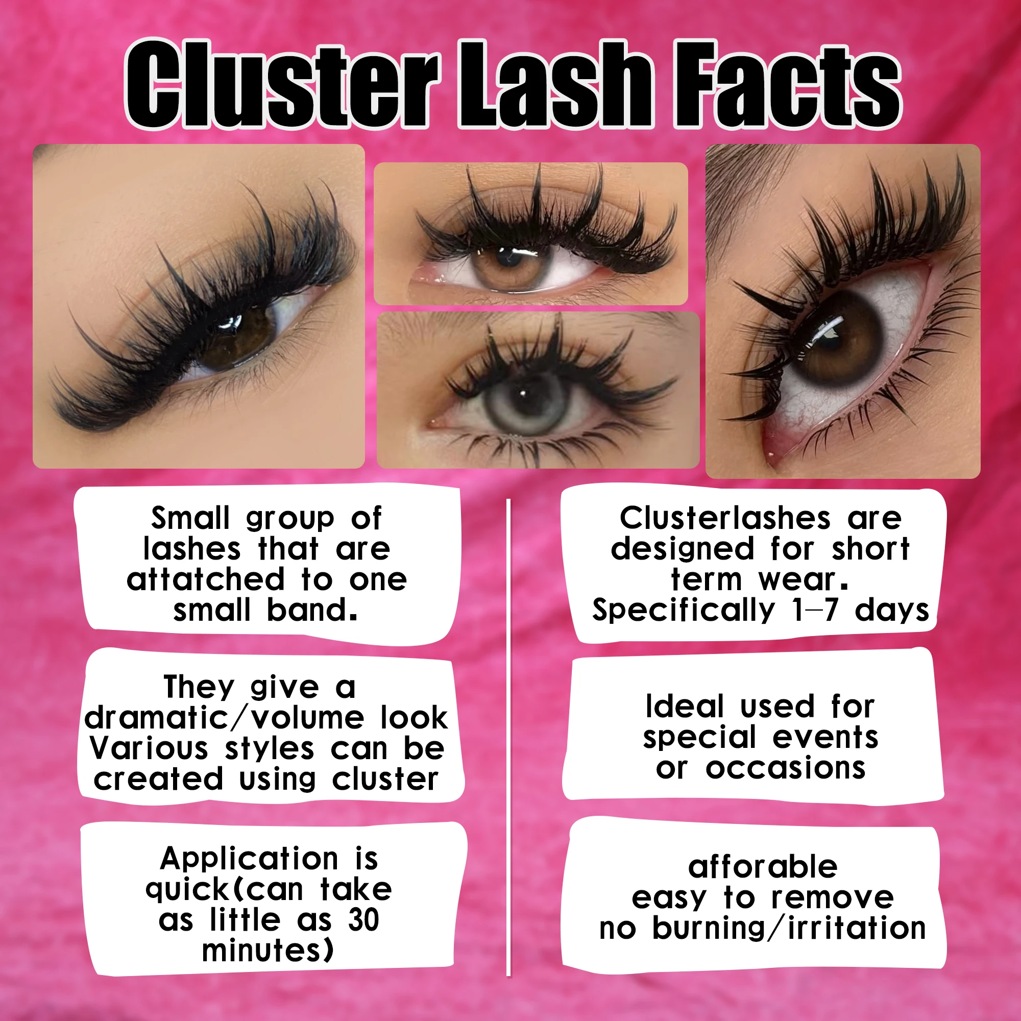 LAKANAKU 8-16mm Cluster Eyelash Diy Spiky Manga Lashes 80D 100D Technology Fibers Volume Cluster Lashes