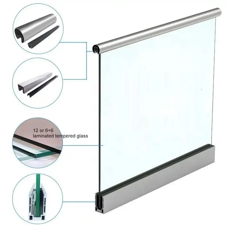 Aluminum U Channel Profile Glass Railing for the Balcony/villa