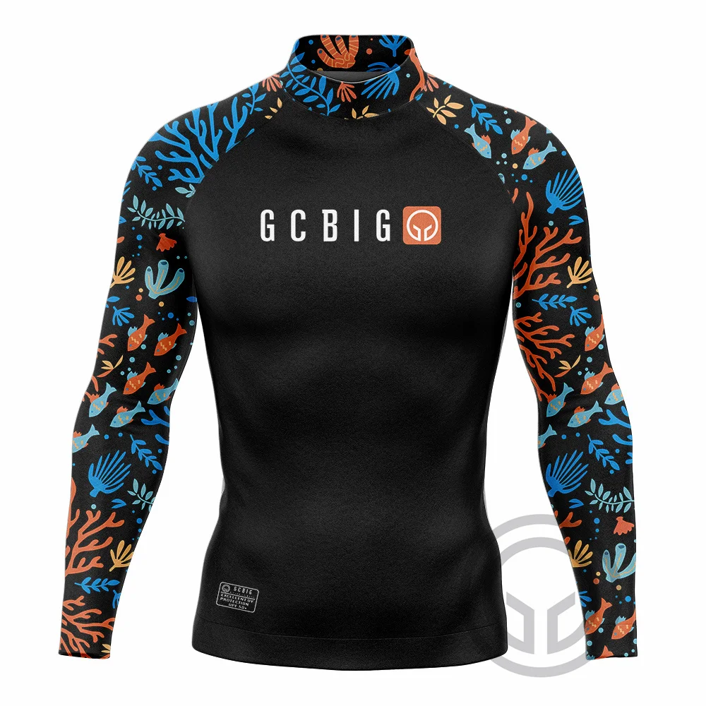 Men's Long Sleeve Rashguard Upf 50 Sun Protection Surfing Shirt Quick Dry Breathable Swimming Tight T-shirt Gym Sport Clothes