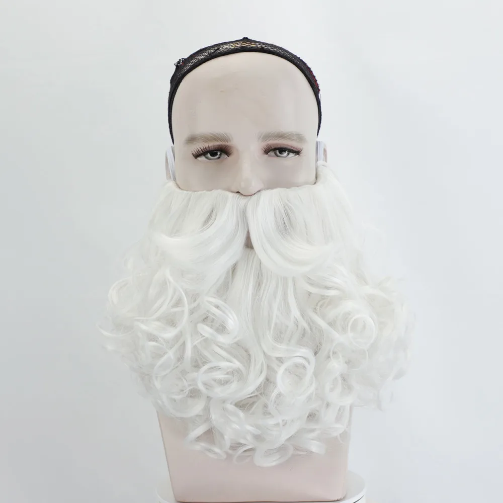 Weißer, brauner, orangefarbener, schwarzer, grauer Weihnachtsmann-Bart für Cosplay, verstellbarer Kunstbart mit Schnurrbart, Weihnachtsparty-Accessoire – Detail 9