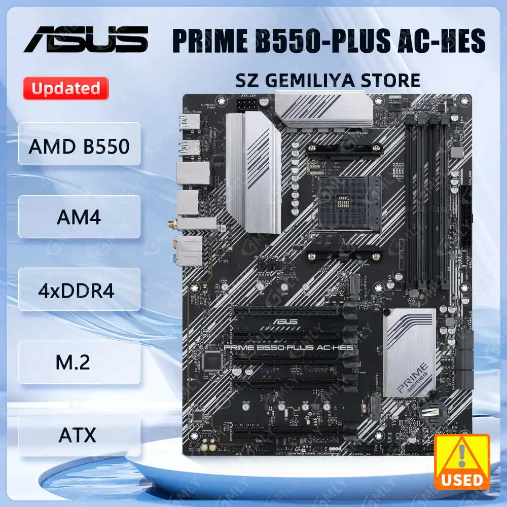 ASUS PRIME B550-PLUS AC-HES Motherboard AM4 AMD B550 ATX Dual M.2 support Ryzen 4300 Ryzen 5600 Ryzen 4700 Ryzen 5700 cpu