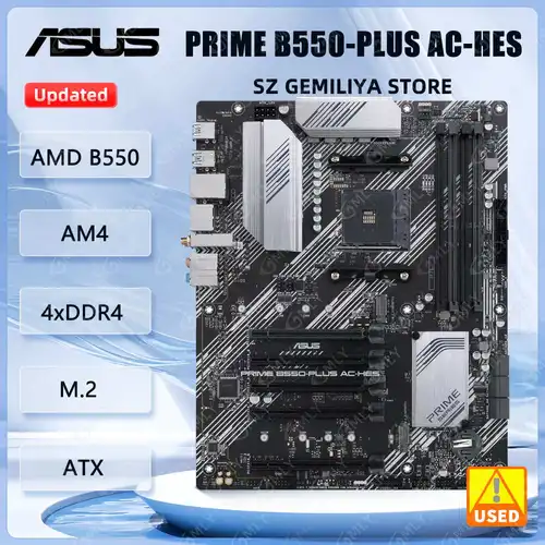Placa base ASUS PRIME B550-PLUS AC-HES AM4 AMD B550 ATX Dual M.2 compatible con CPU Ryzen 4300 Ryzen 5600 Ryzen 4700 Ryzen 5700