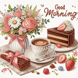 DIY Desserts and coffee 5D Special Shape Diamond Art Kits for Beginners,Diamond Art Painting Kits for Home Wall Decoration Gift