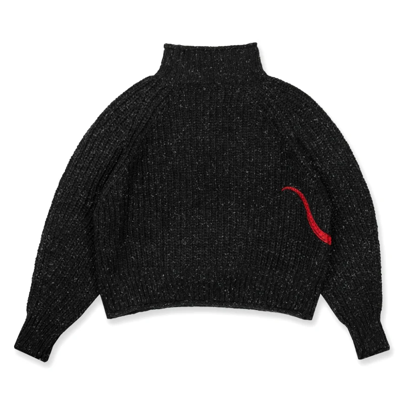 TS Reputation Mockneck Cropped Knit Sweater Top Embroidery Snake Turtleneck Knitted Pullover Taylor Merch Knitwear Women Clothes