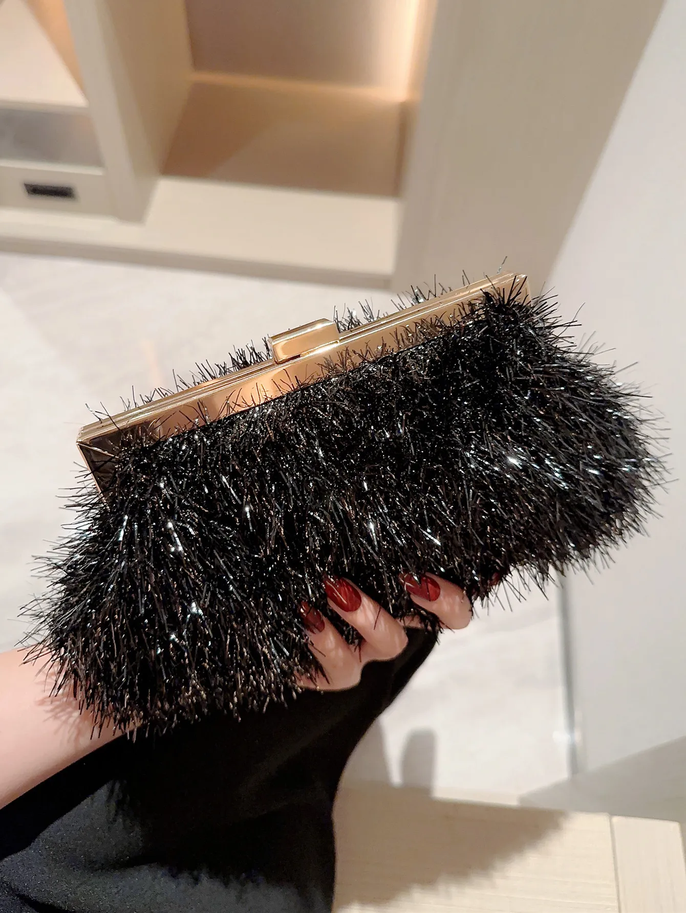 Fashion Bag For Women Feathers Clutch Small Champagne Ceremony Evening Bag Ladies Pink Banquet Dress Purses Feather Party Bags