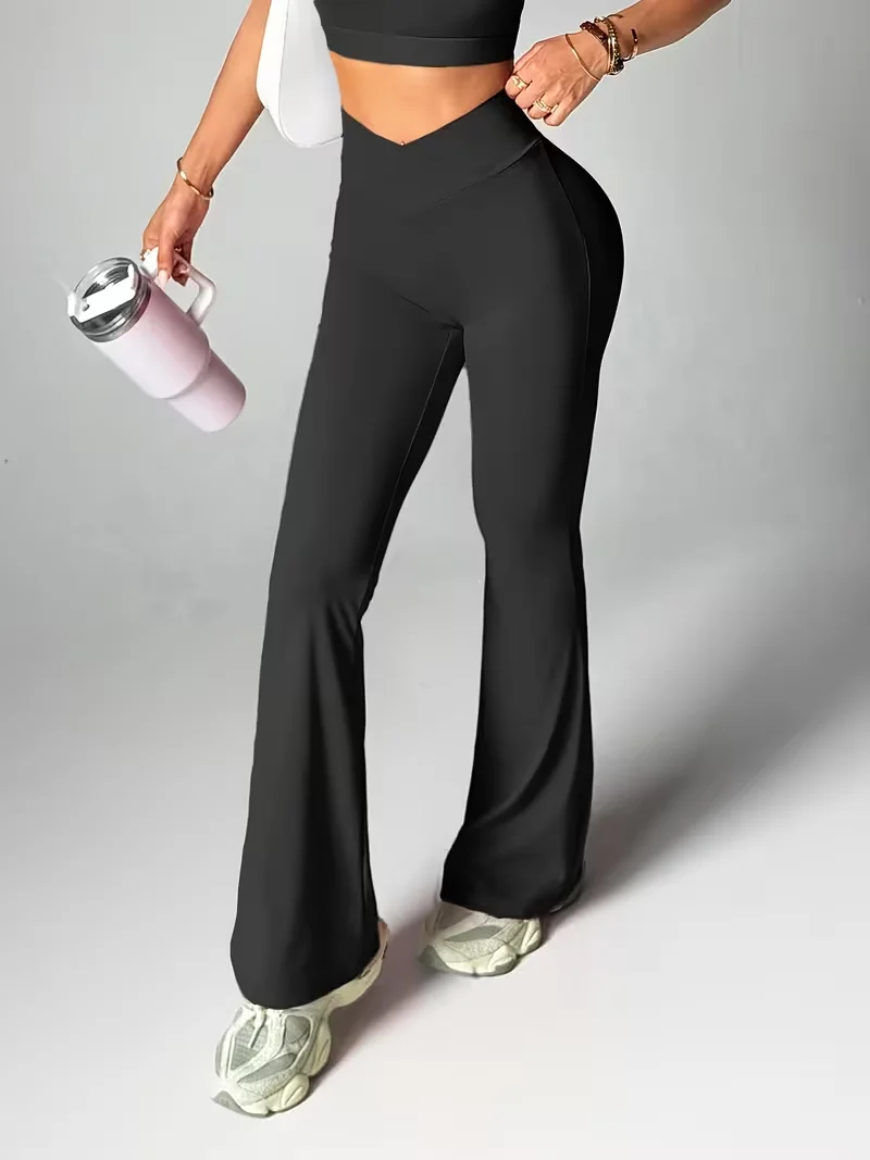Women's High-Elastic Solid Color Tight-Fitting Yoga Pants, Body-Shaping Ribbed Fabric, Soft, Breathable, Quick-Dry, Comfortable Leggings for Pilates, Gym, City Walking, Running, and Training