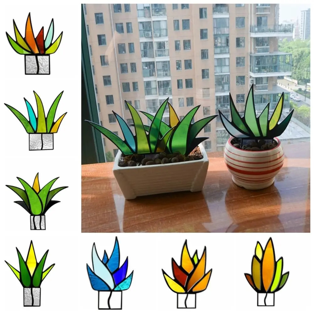 Handmade Crafts Agave Suncatcher Mini Colorful Agave Simulation Plant Artificial Acrylic Potted Plant Decorations