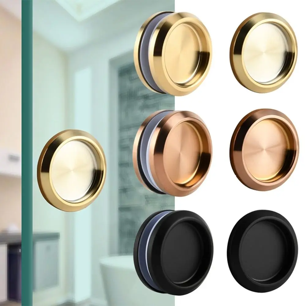 Stainless Steel Invisible Door Handles Round Embedded Concealed Cabinet Handle Knobs Sliding Door Pull Ring Lock