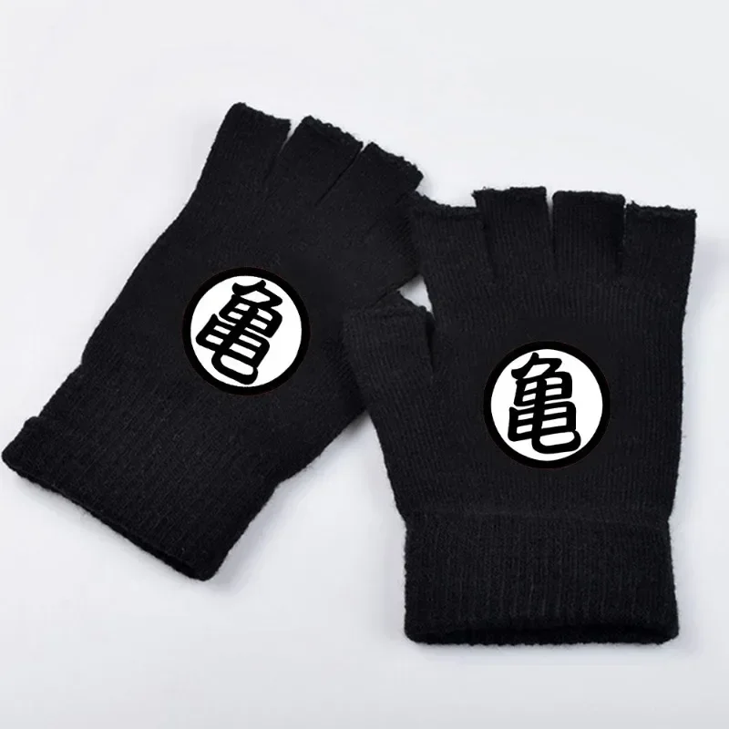 Dragon Ball Gloves Son Goku Half Finger Fall and Winter Student Half Finger Writing Gloves Open Finger Double Layer Warm Gloves