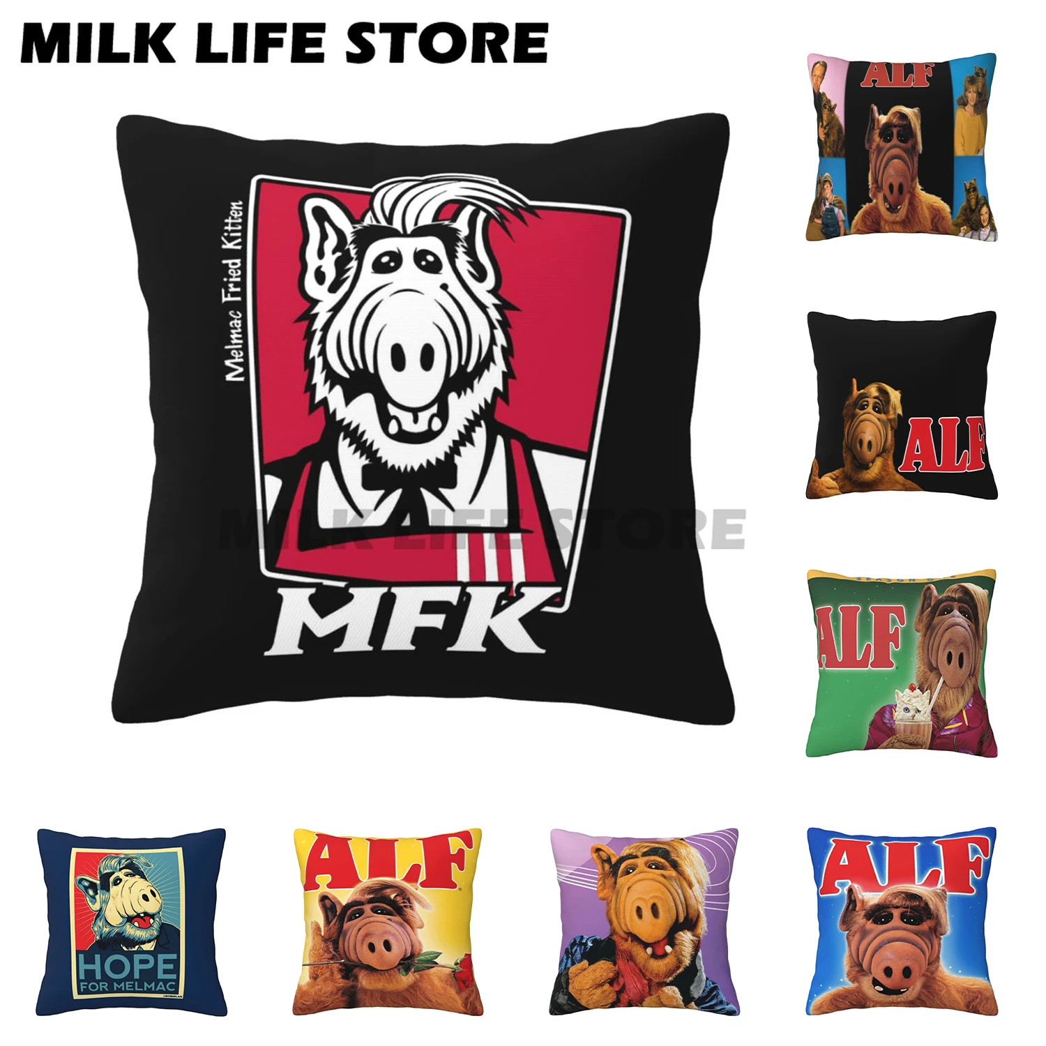 cartoon TV Alf Thumbs Up Cushion Cover 40x40cm Alien Life Form Velvet Modern Pillow Cases Living Room Decoration