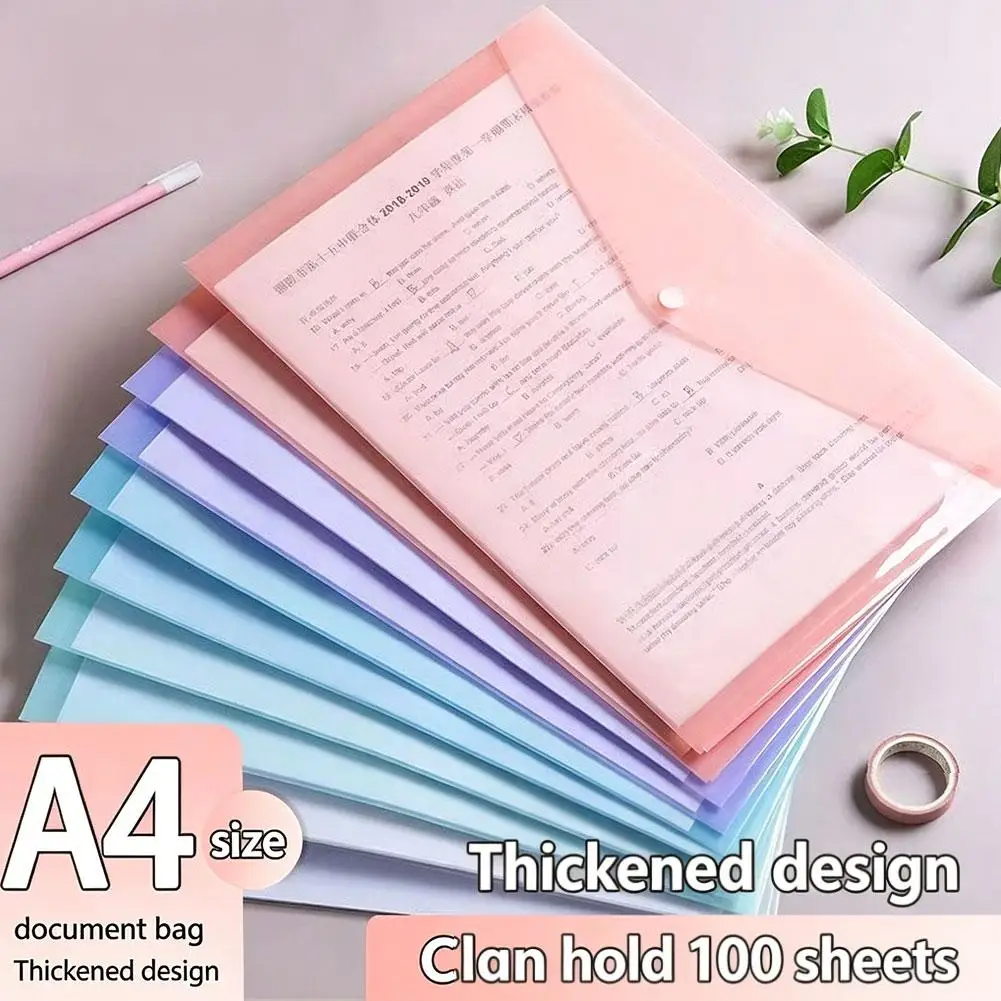 5pcs A4 Transparent Clear File Folders Waterproof PP Document Storage Bags for Office Supplies Student Test Paper Organizer