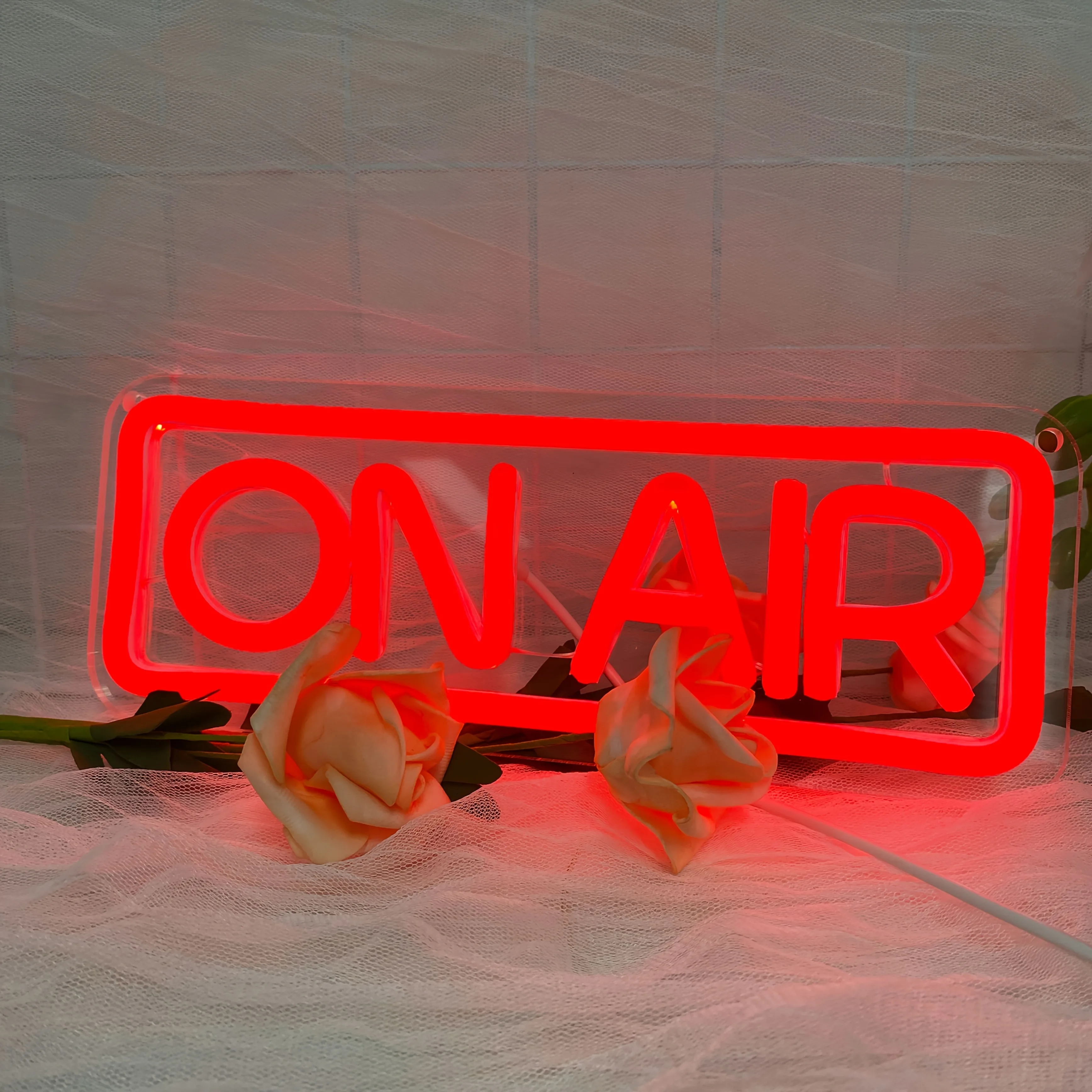 On Air Neon USB Powered LED Wall Decoration for live Game Broadcast and Music Studio Red light with White Lettering