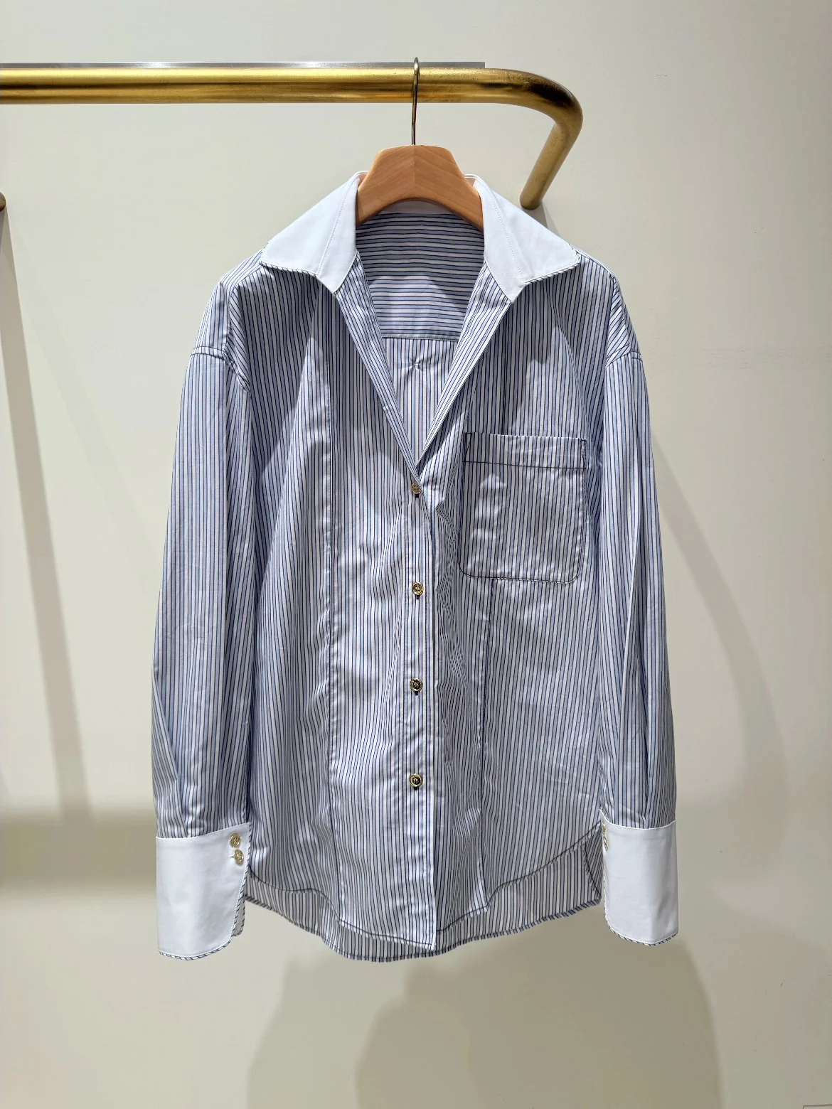 

HEIDD Casual Cotton irt Striped Pattern Decorative Sewing Line Front ort Ba Long Design Breathable Long Sve Girl's S...