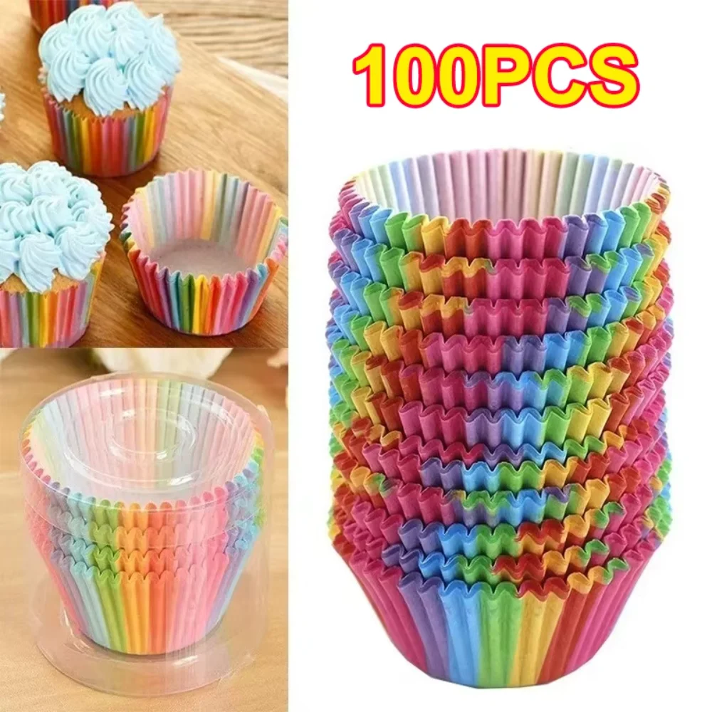 

케이크 заслуживающих 컵 베이 assor드, 레인보우 라이너, 컵케이크 머 Xo 케이스, 웨딩 파티 장식, 100 미 болон