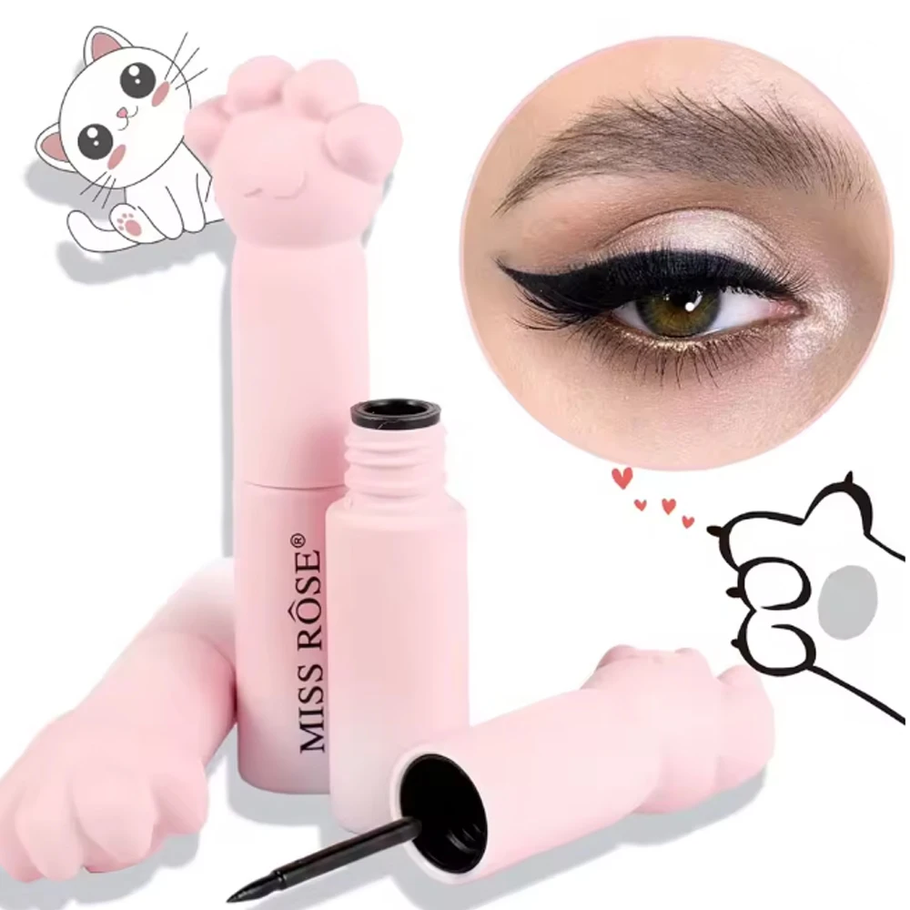 

1/2 Counts Waterproof Cartoon Cat Paw Black Eyeliner Liquid Pen Matte Smooth Quick Dry Cosmetic Long-Lasting Sweat-Proof Beauty