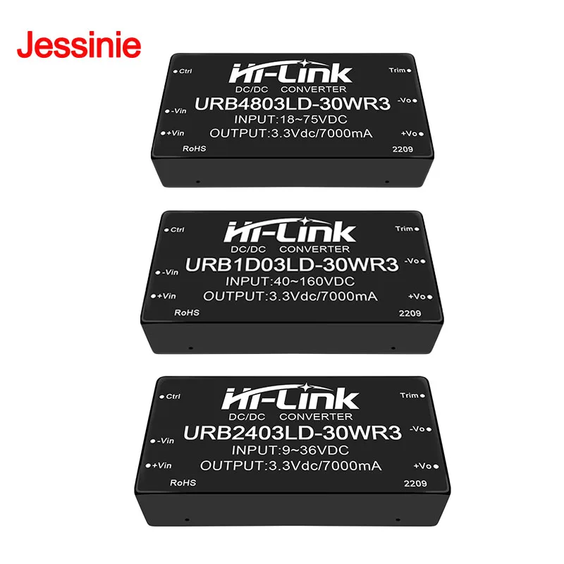 URB2405LD-30WR3 URB4805LD-30WR3 URB1D05LD-30WR3 30W DC-DC Converter 9-160V Wide Input Voltage Trim 3.3V-24V Isolated