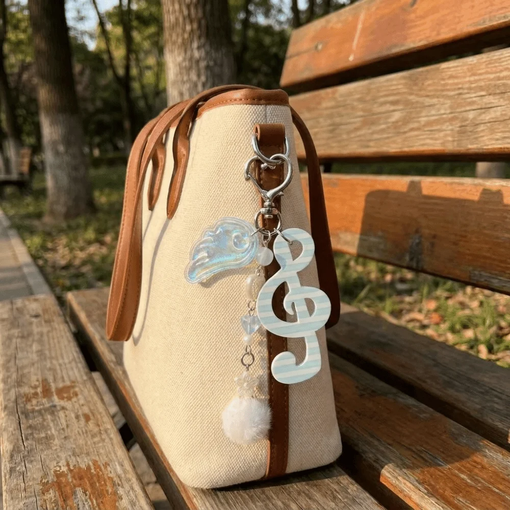 Acrylic Material Music Note Keychain Polka Dot Pattern Star Shape Ita Bag Charm Stripe Pattern Creative Cartoon Key Holder Party