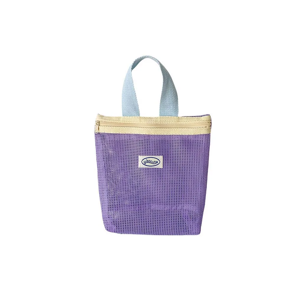 Bolsa de cosméticos feminina de malha, bolsa de armazenamento para cuidados com a pele, pincel de maquiagem, bolsa de armazenamento coreana, transparente, grande capacidade, zíper, bolsa de maquiagem